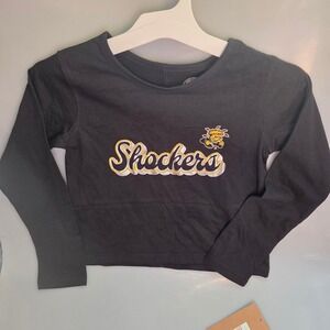 Rivalry Threads Wichita State Shockers Long Sleeve Crop Top Black XS 4/5 NWT